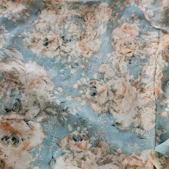 Mi Ami Skirt Lt.Blue Peach Floral Ruffle Hem Feminine Long Maxi Peek A Boo Fairy - Picture 8 of 9